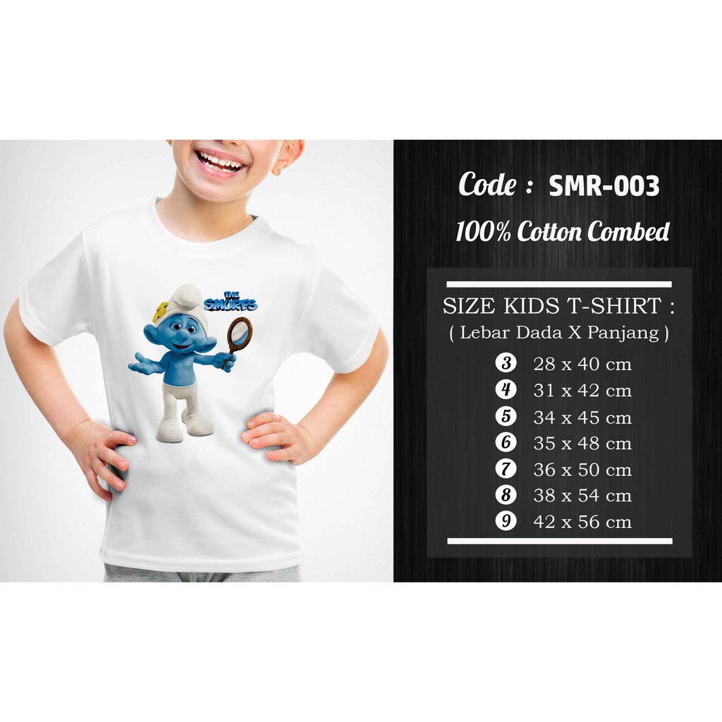 [FREE NAMA !!] Kaos Anak &amp; Family The Smurfs 100% COTTON PREMIUM