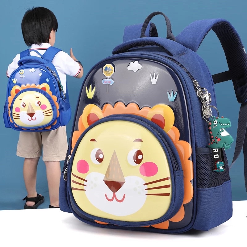 Tas Ransel Anak Sekolah PG/PAUD  lucu keren Cowok/Cewek motif timbul karakter kartun hewan 3 Dimensi Kualitas Import Premium