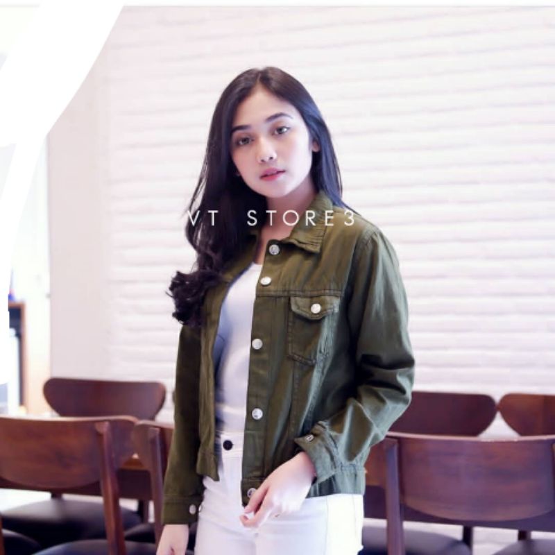 JACKET JEANS WANITA BIONDY DENIM JAKET LEVIS JAKET CEWE JAKET MURAH TERBARU LEVIS - COD-HIJAU ARMY
