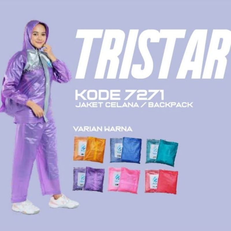 Jas Hujan Jaket Celana REMAJA TRISTAR BACKPACK 7271 PLEVIA/Jas Hujan Stelan Remaja Backpack Plevia 7271