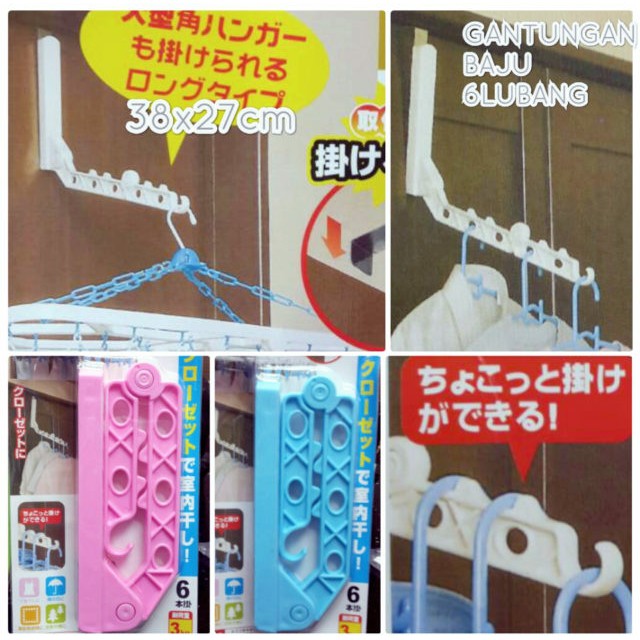 Gantungan baju 6lubang  tempel dinding lemari dll