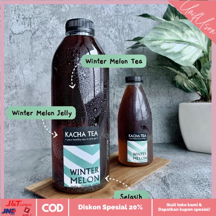 

⭐COD⭐ Kacha Winter Melon Tea 1 Liter - Original Winter Melon Jelly & Selasih - Original