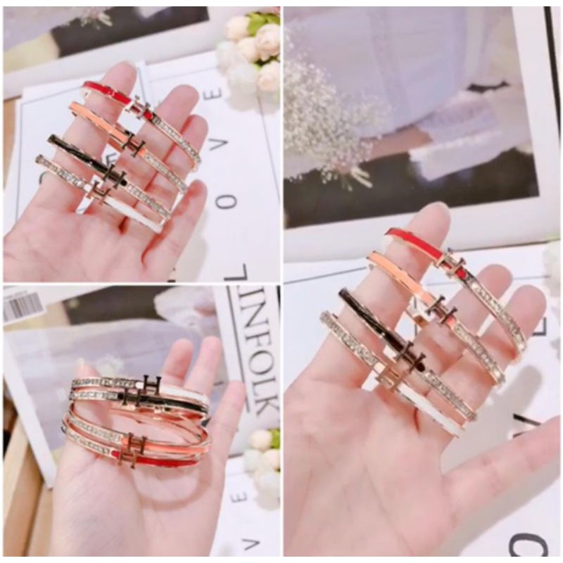 Gelang Tangan H | Gelang Tangan Titanium Anti Karat | Gelang Tangan Wanita | Gelang Tangan Cewek