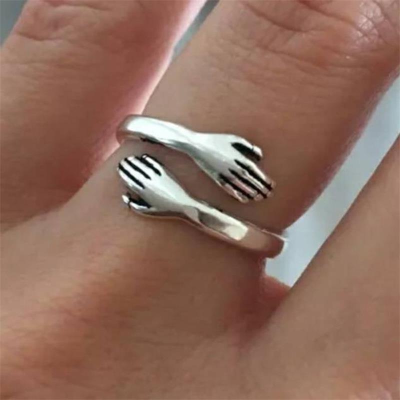 Cincin Model Terbuka Desain Hati Warna Silver Untuk Wanita