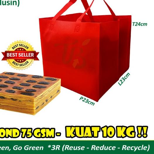

Goodie Bag ECO CAKE 23x23x24cm tas kue nasi box kotak Spunbond non dus - Merah