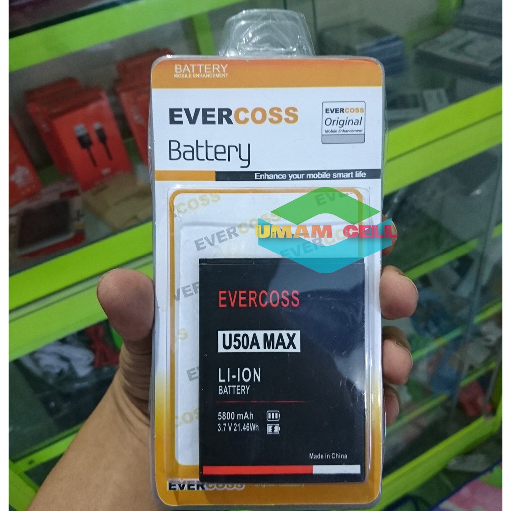 baterai batre batere evercoss U50A max original oem