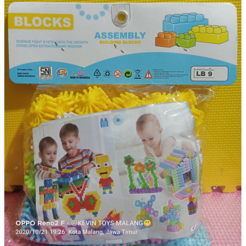 LB 9 mainan anak edukasi blok isi banyak/ ASSEMBLY BUILDING BLOCKS PUZZLE CREATIVE