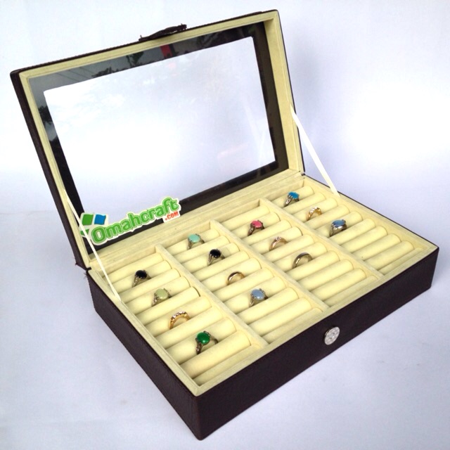 Box Cincin UNIVERSAL / Ring Box / Tempat Cincin / Kotak Cincin Warna Brown Crem