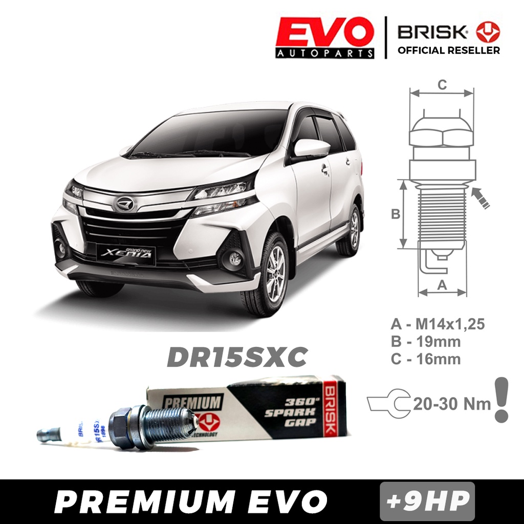 Busi BRISK Premium Evo DR15SXC untuk Mobil Xenia VVTi 1000cc