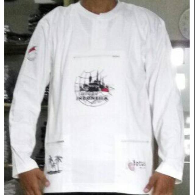 Kaos Panjang Haji Umroh Sablon Kancing K 3/ Perlengkapan Haji Umroh Pria