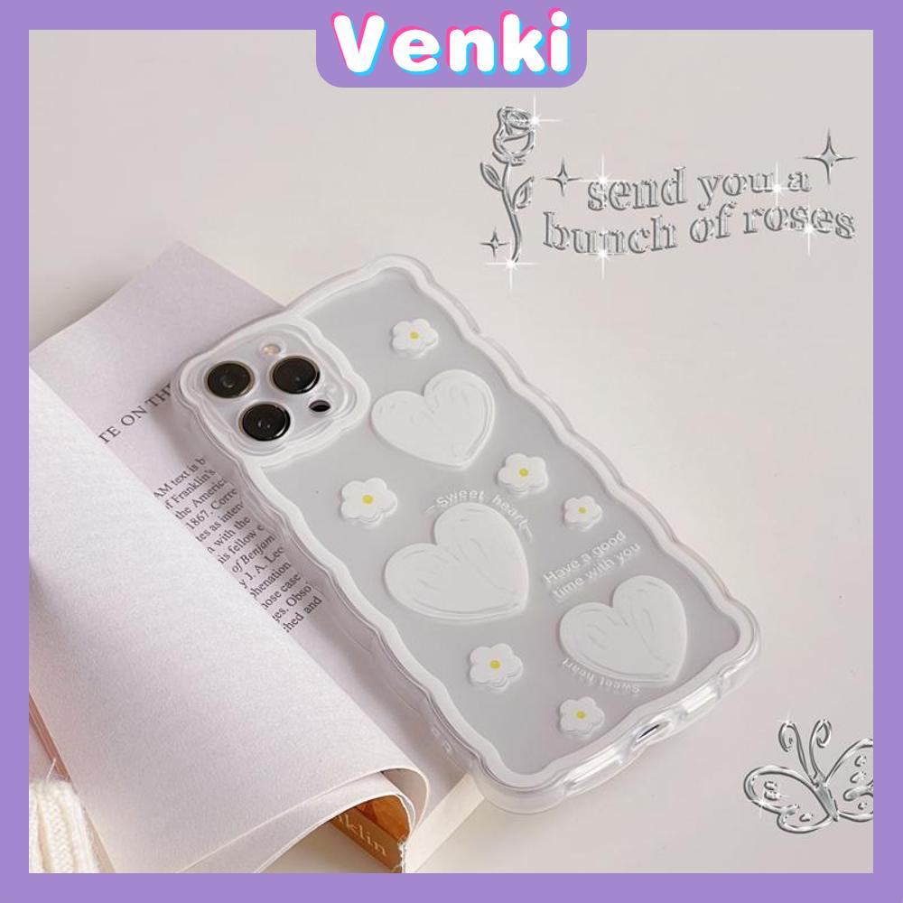 iPhone Case Silicone Soft Case Clear Case Wave Non-Slip Shockproof Camera Full Coverage Protection White Heart Flower For iPhone 13 Pro Max iPhone 12 Pro Max iPhone 11 iPhone 7Plus