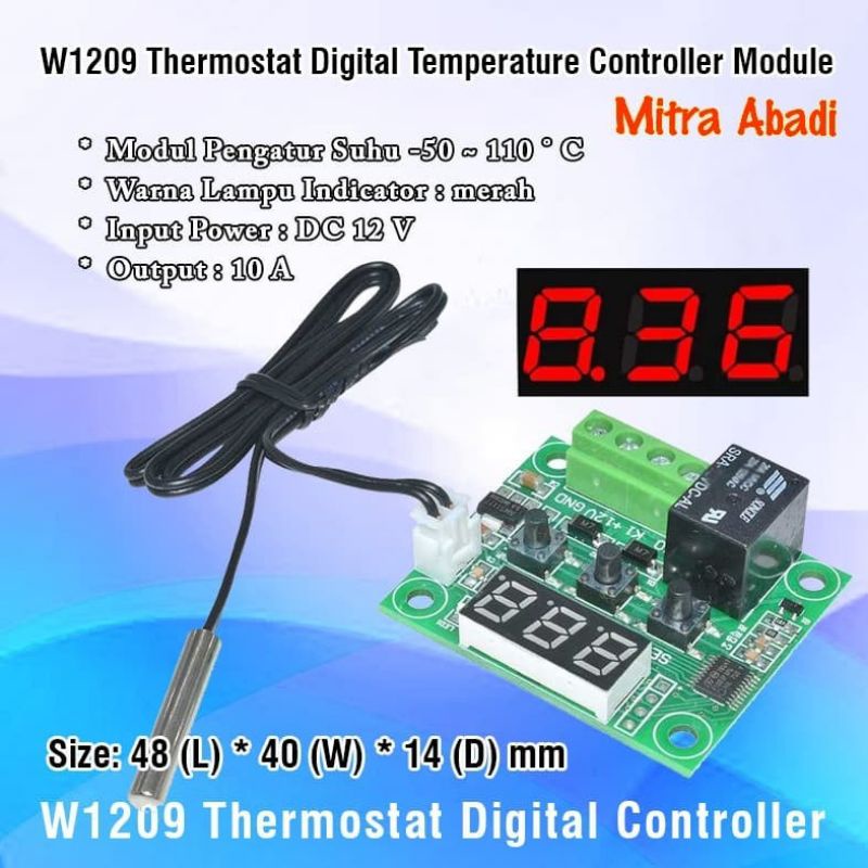 Termostat digital pengatur suhu/temperatur otomatis model w1209