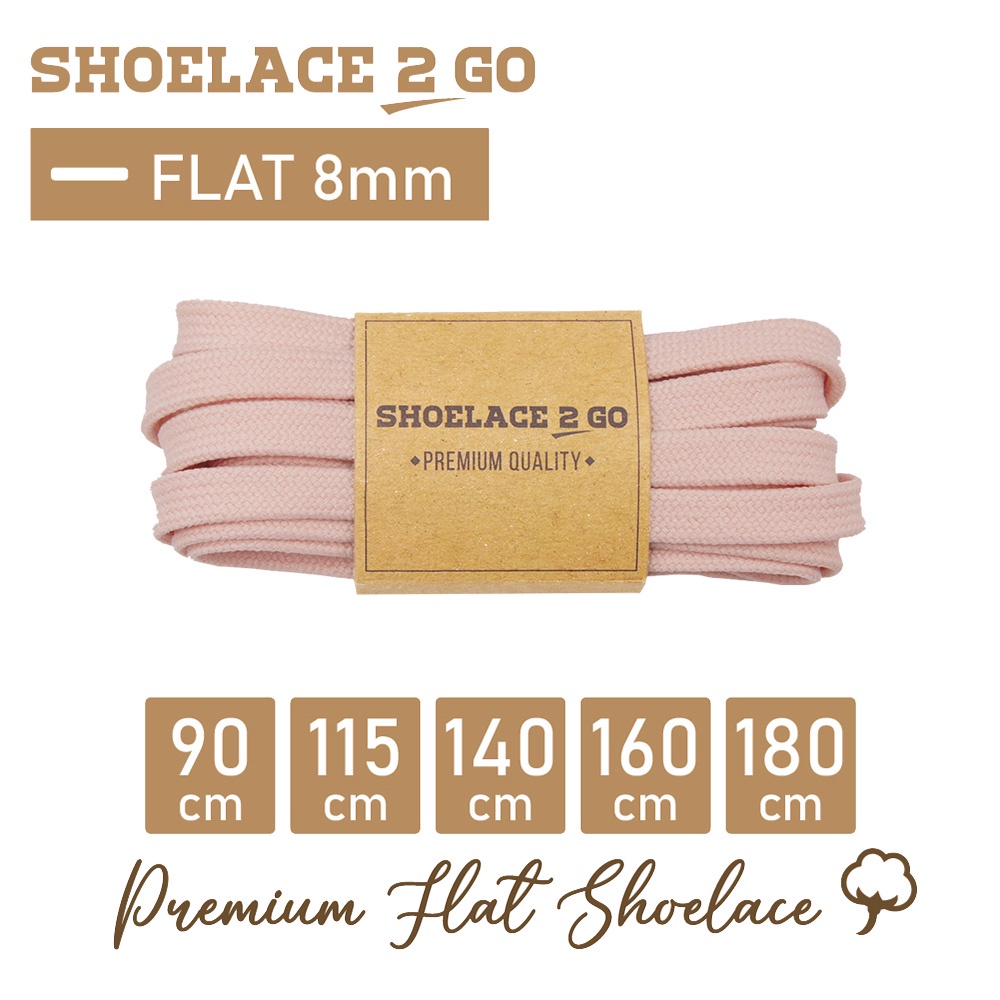 SHOELACE 2 GO PREMIUM TALI SEPATU GEPENG PIPIH FLAT - SF8 - G2 - LIGHT PINK - 8MM