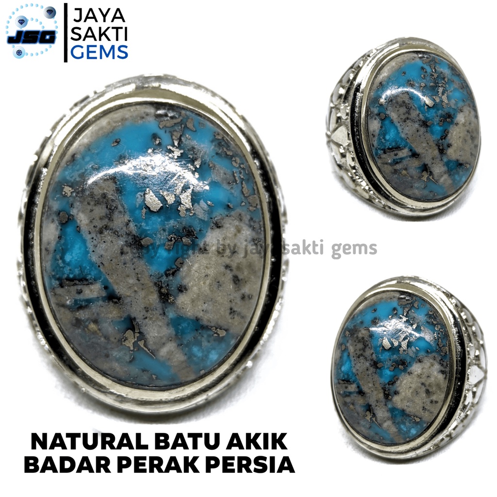 Natural Batu Akik Badar Perak Pirus Persia Original BPP02