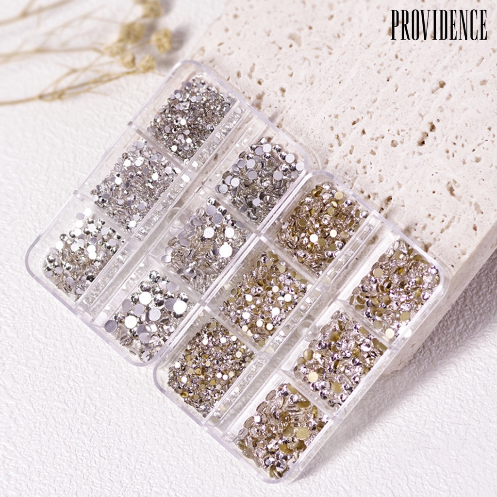 Providence 6 Grids/Box 1688Pcs Fingernail Ornament DIY Decorative Glass Nail Art Accessories Super Flash Rhinestone for Personal Use