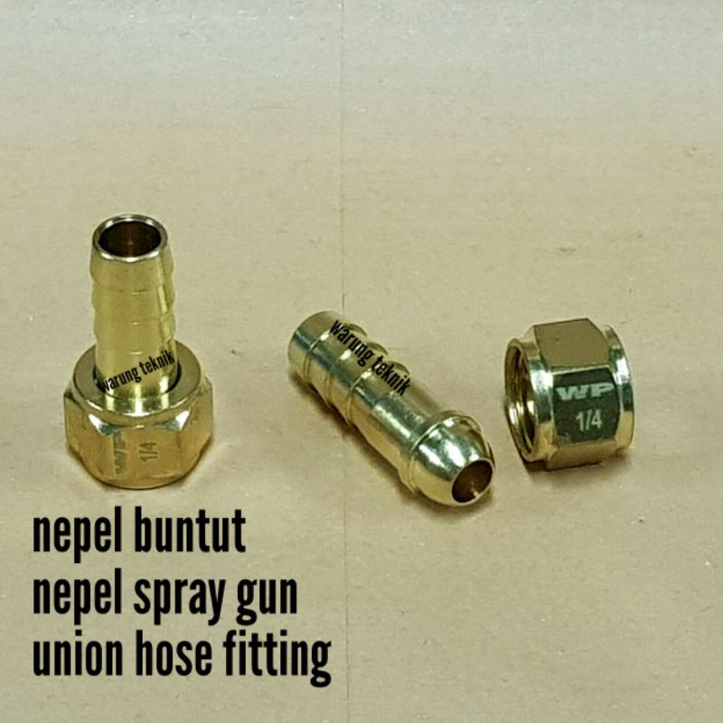 WIPRO UNION HOSE FITTING NEPEL BUNTUT SPRAY GUN SAMBUNGAN SELANG 1/4&quot; X 10 MM