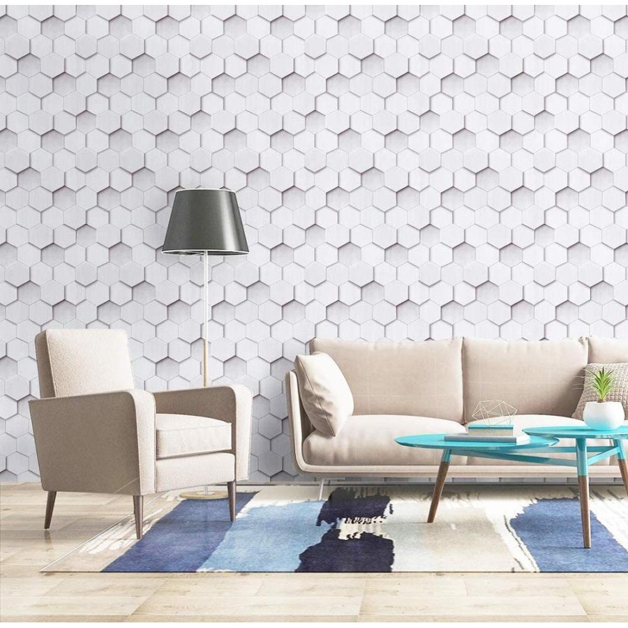 JEJO WPS522 HEXAGONAL GREY SEGI 8 ABU HEKSAGONAL WALLPAPER STICKER