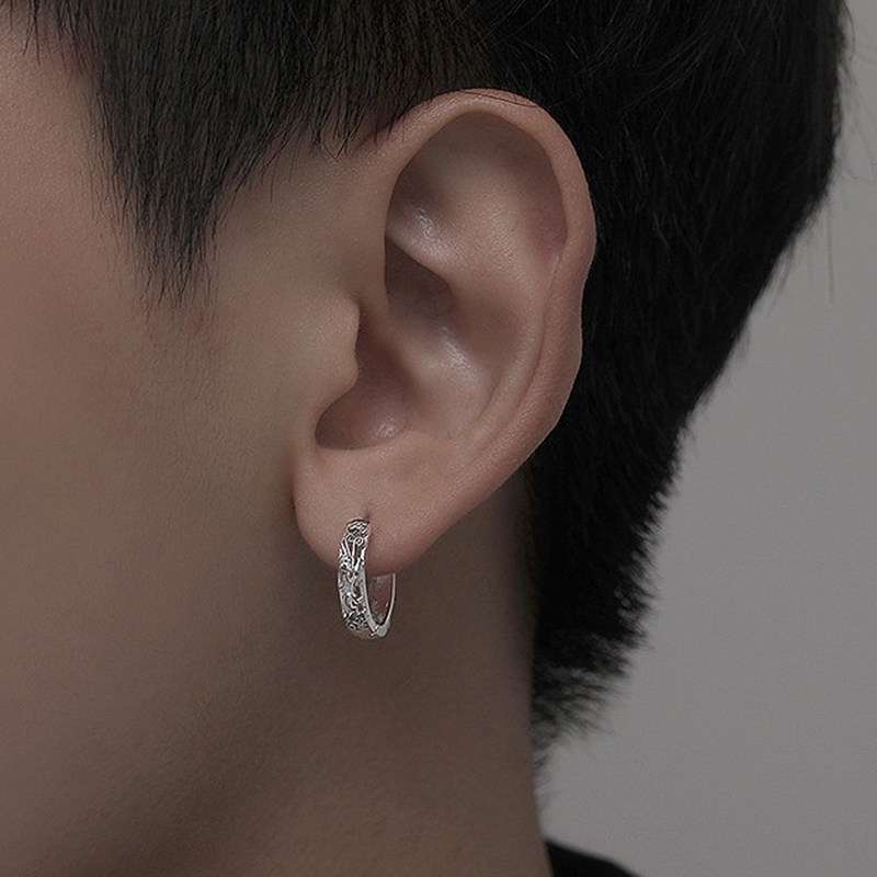 Anting Stud Gesper Telinga Pixiu Gaya Punk Hip-Hop China Feng Shui Good Luck Untuk Pria Dan Wanita