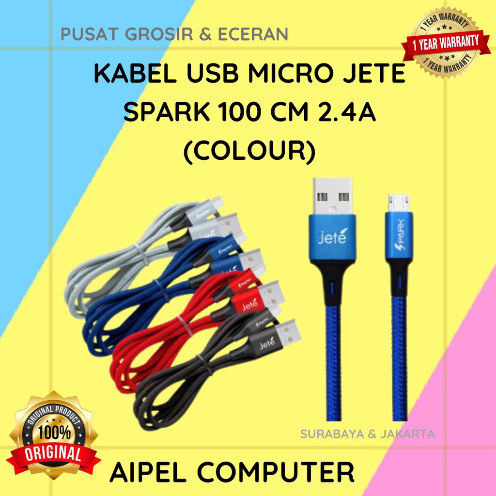 SPARKM | KABEL USB MICRO JETE SPARK 100 CM 2.4A (COLOUR)