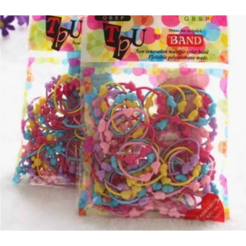 50pcs ikat rambut pelangi