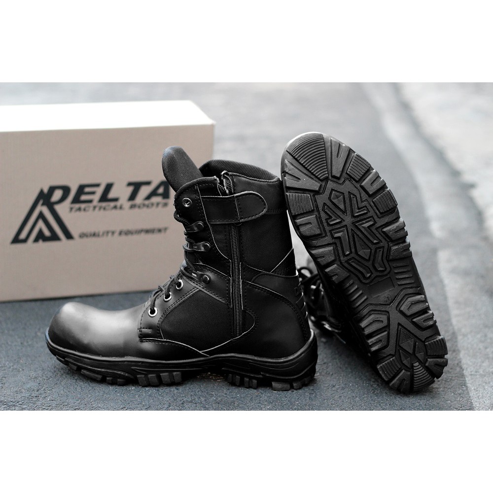 BISA COD !! Sepatu PDL DLT Tinggi 8 Inc Hitam ujung depan plat besi kerja lapangan safety boots laki