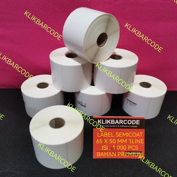 

LABEL BARCODE 65 X 50 (1 LINE) KERTAS STICKER LABEL SEMICOAT 65x50 MM