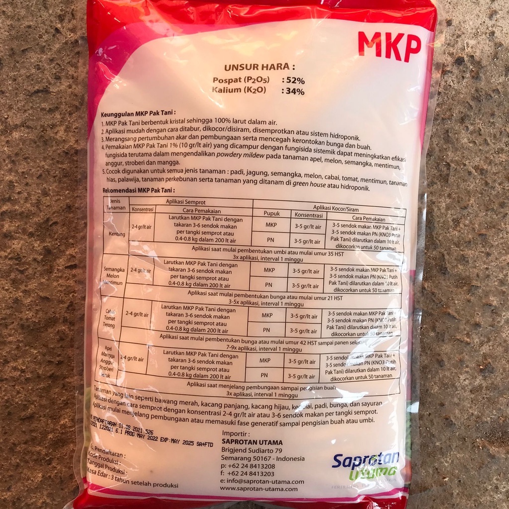 PUPUK MKP PAK TANI 1 KG 100% Original SAPROTAN UTAMA