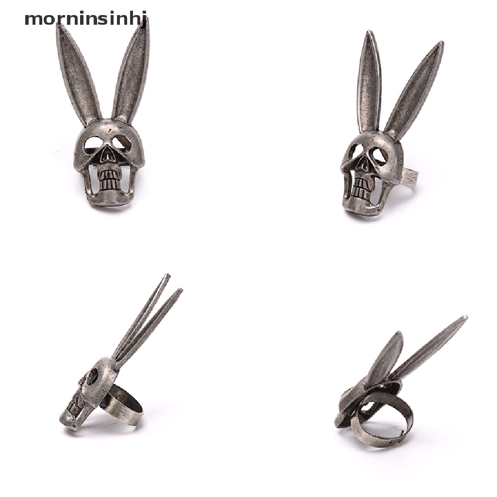 Mor Cincin Gothic Punk Adjustable Desain Kelincikupukuputengkorak Untuk Wanita