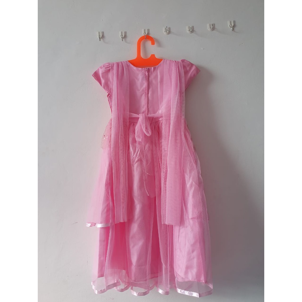 (COD) Dress Anak Perempuan 4 5 Tahun Gaun Anak Cewek Import Mewah Trending Baju Warna Pink Bahan Tile Tulle KA52
