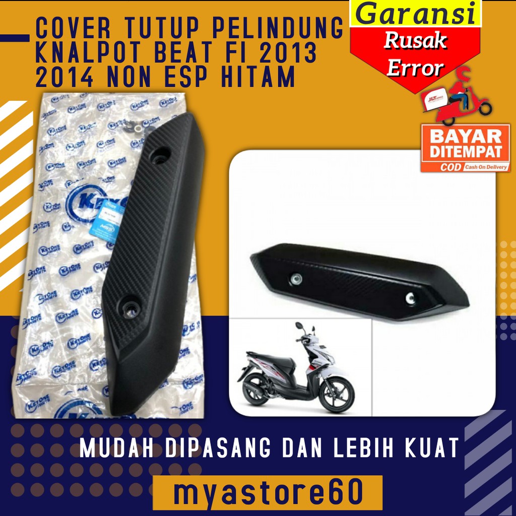 COVER TUTUP PELINDUNG KENALPOT KNALPOT MOTOR HONDA BEAT FI 2013 2014 NON ESP HITAM TEBAL ORIGINAL