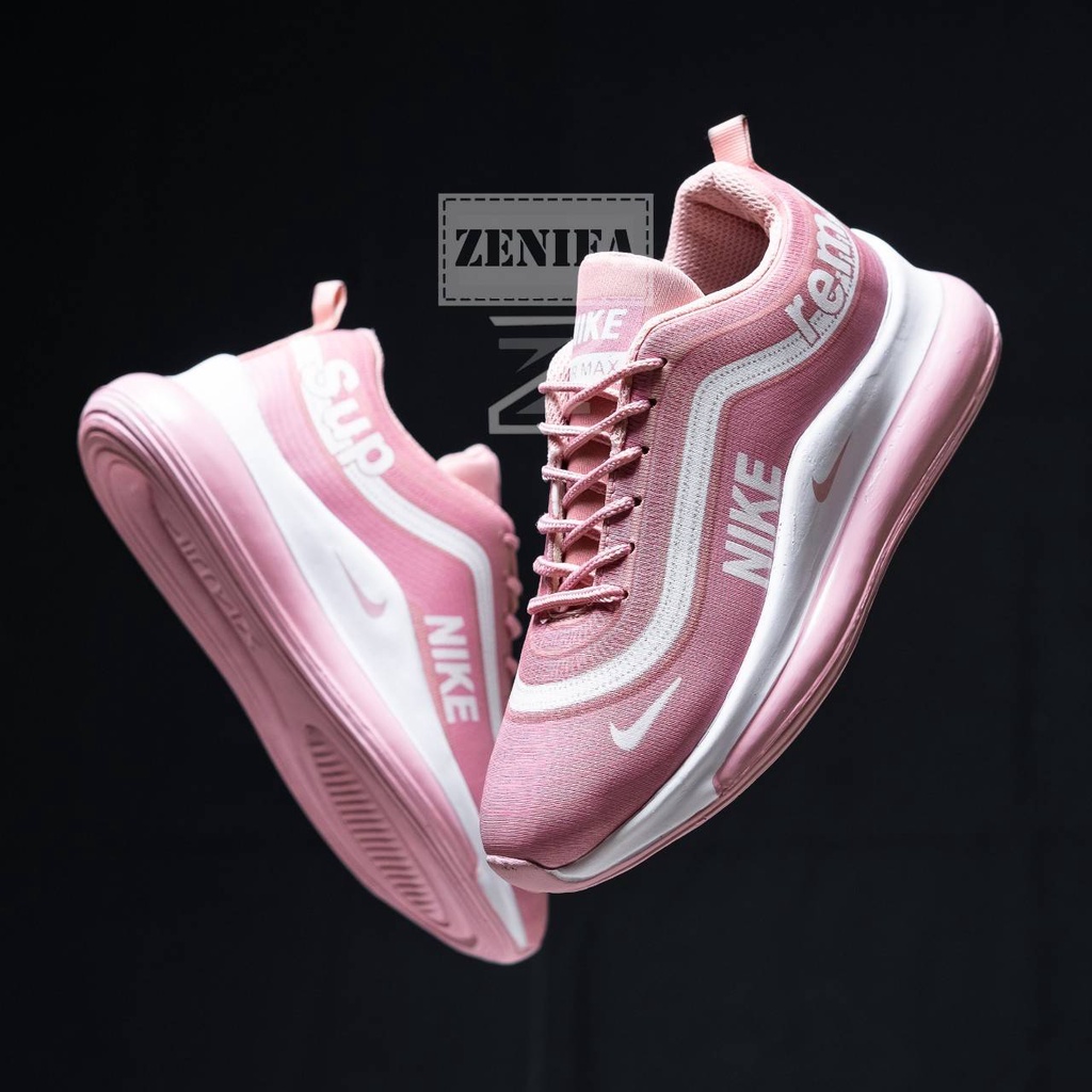 Sepatu Wanita Sneakers Nike Supreme cewek High Top Kanvas Warna pink Hitam putih murah