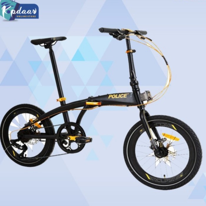 sepeda lipat police milan 8 speed free helm - 20 Inch