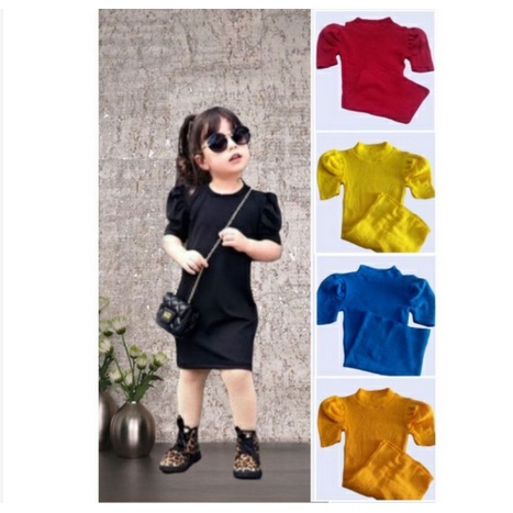 Baju Rajut Dress Anak Perempuan Lengan Balon Outwear Terbaru Termurah