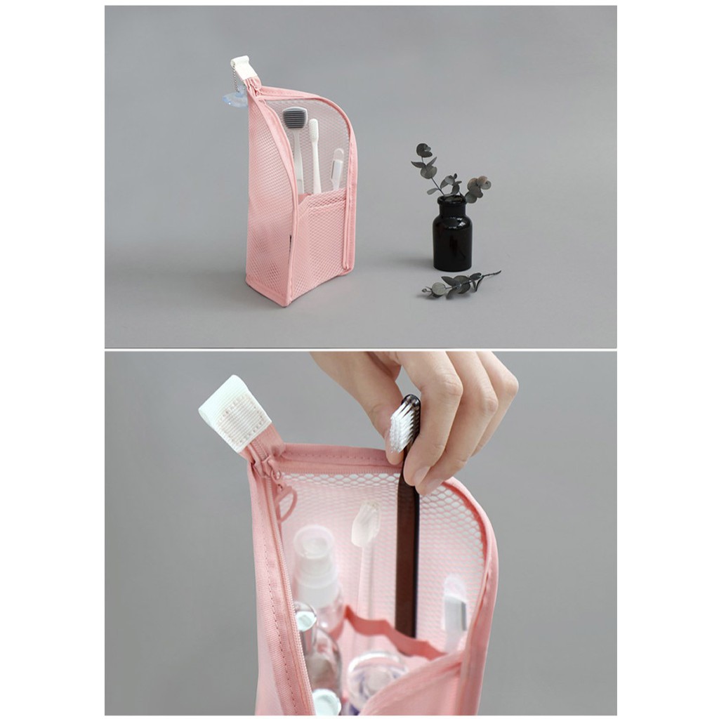 WRF37 Tas Model Jaring Triangle Waterproof Kosmetik Toiletaries Travel Multifungsi Impor TKM