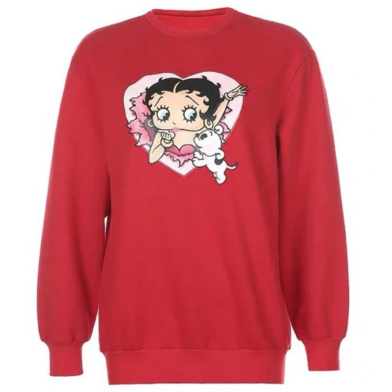 LOVE BETTY BOOP SWEATER UNISEX TEBAL TERBARU'