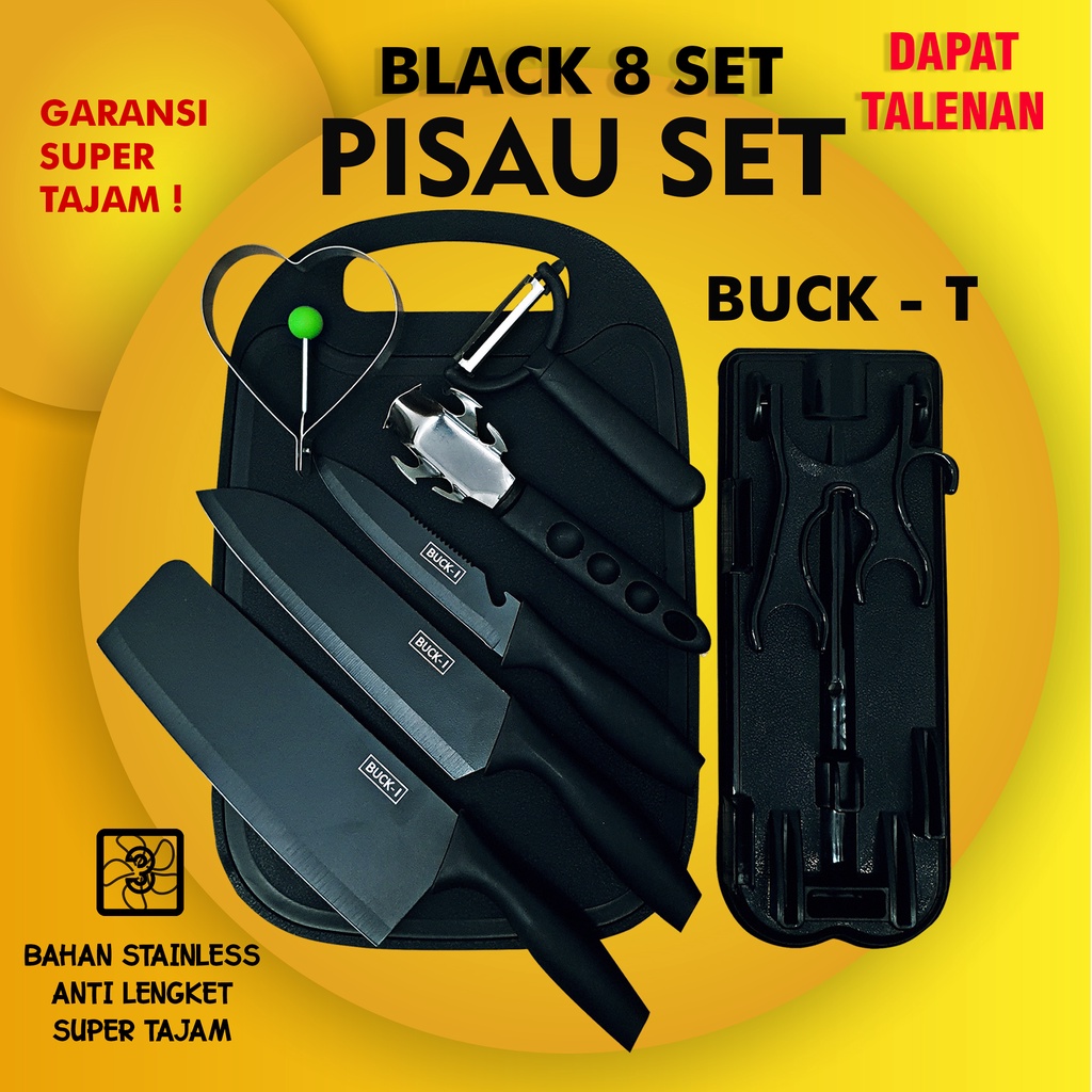 ❤ Pisau Set EVCRIERH Stainless dilapis anti lengket 1 Set isi 6 termurah / VS-1 803 slot