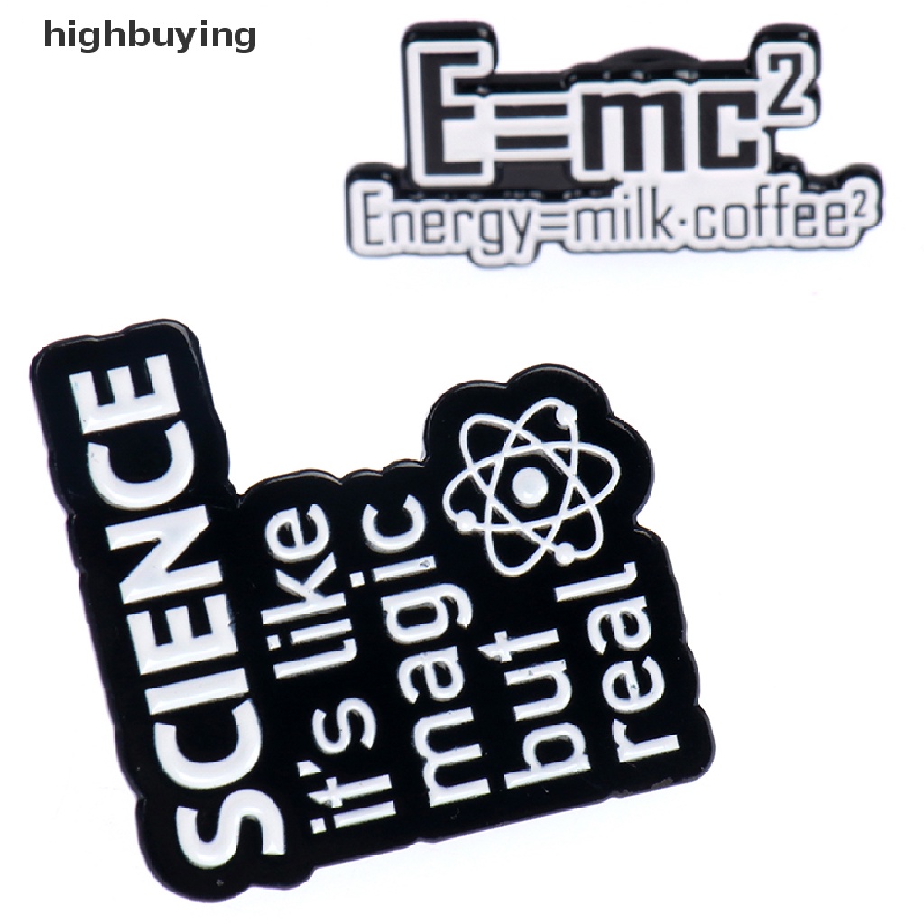 Hbid 1Pc Bros Pin Enamel Desain Science is Magic Warna Hitam Putih Untuk Aksesoris Taskerah Pakaian