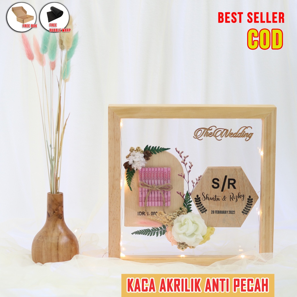 Mahar pernikahan bingkai rustic kado wedding mahar wedding frame 3d