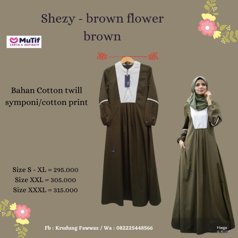 BAJU MUSLIM MUTIF SHEZY BROWN - GAMIS MUTIF [BISA COD]