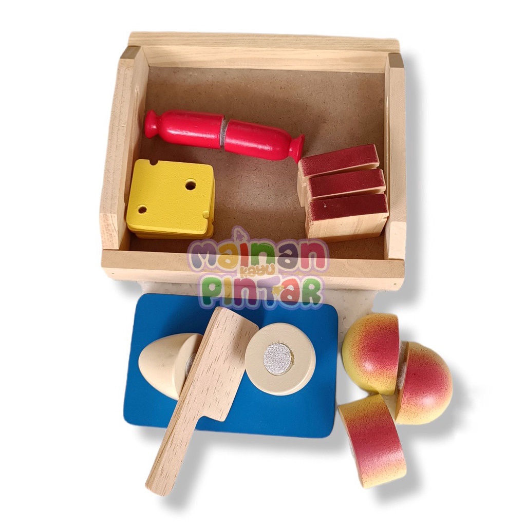 Mainan Edukasi Roti Potong Kayu Warna