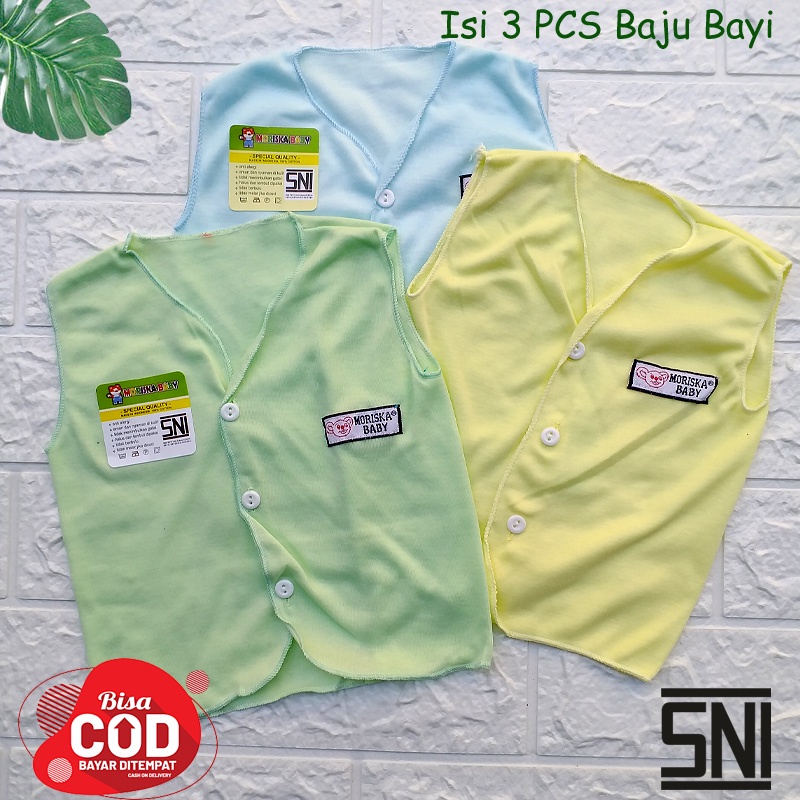 Ana Baby - 3 PCS Baju Bayi Baru Lahir Lengan Kutung Daleman Bayi