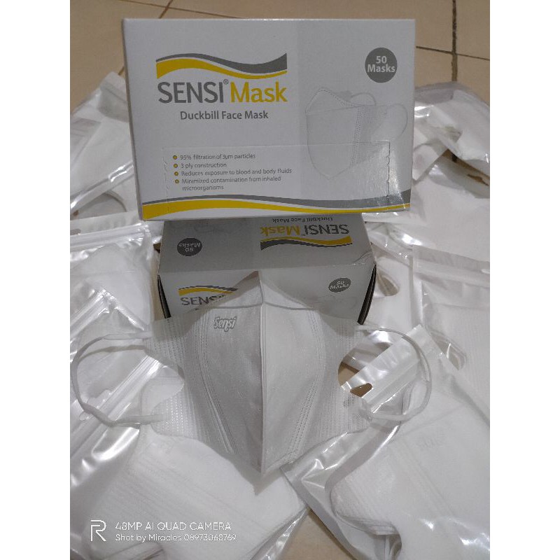 Masker  Sensi Duckbill Mask 3 ply isi 10pcs- Repack ada Logo Sensi