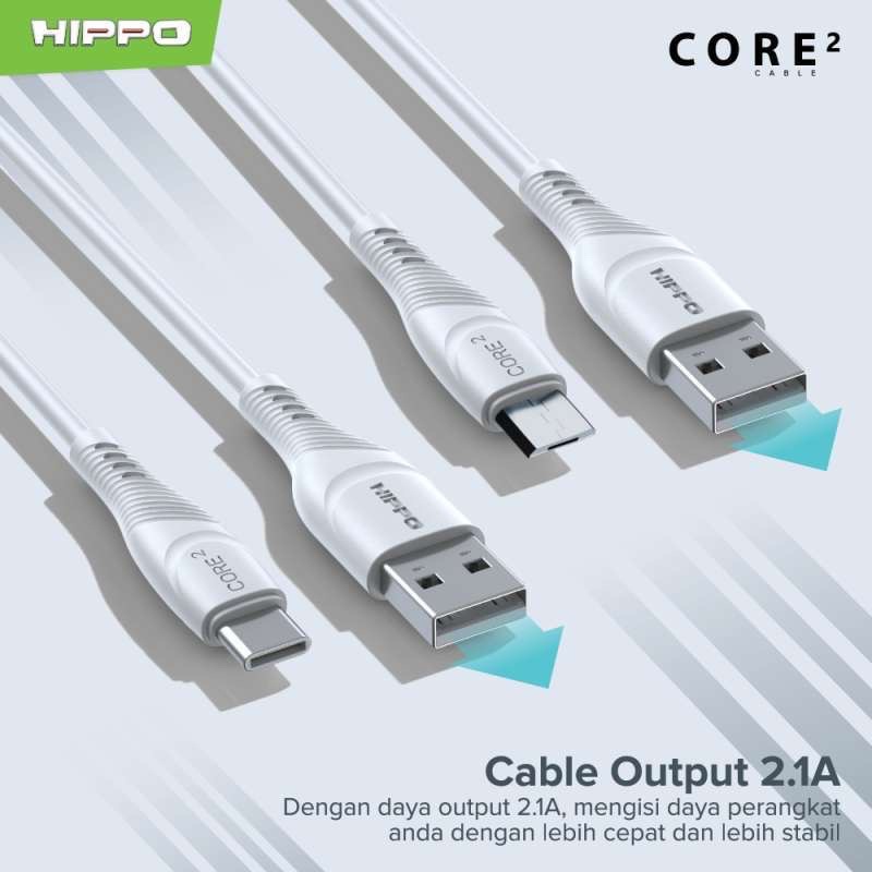 Kabel Data Hippo Micro Usb Support Fast Charging 2.1A Quallcomm 3.0 Original hippo Core2