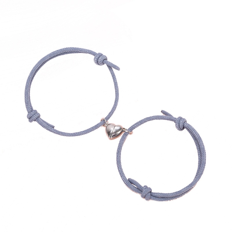 Siy 2pcs Gelang Tali Kepang Magnetik Adjustable Untuk Pria / Wanita / Pasangan