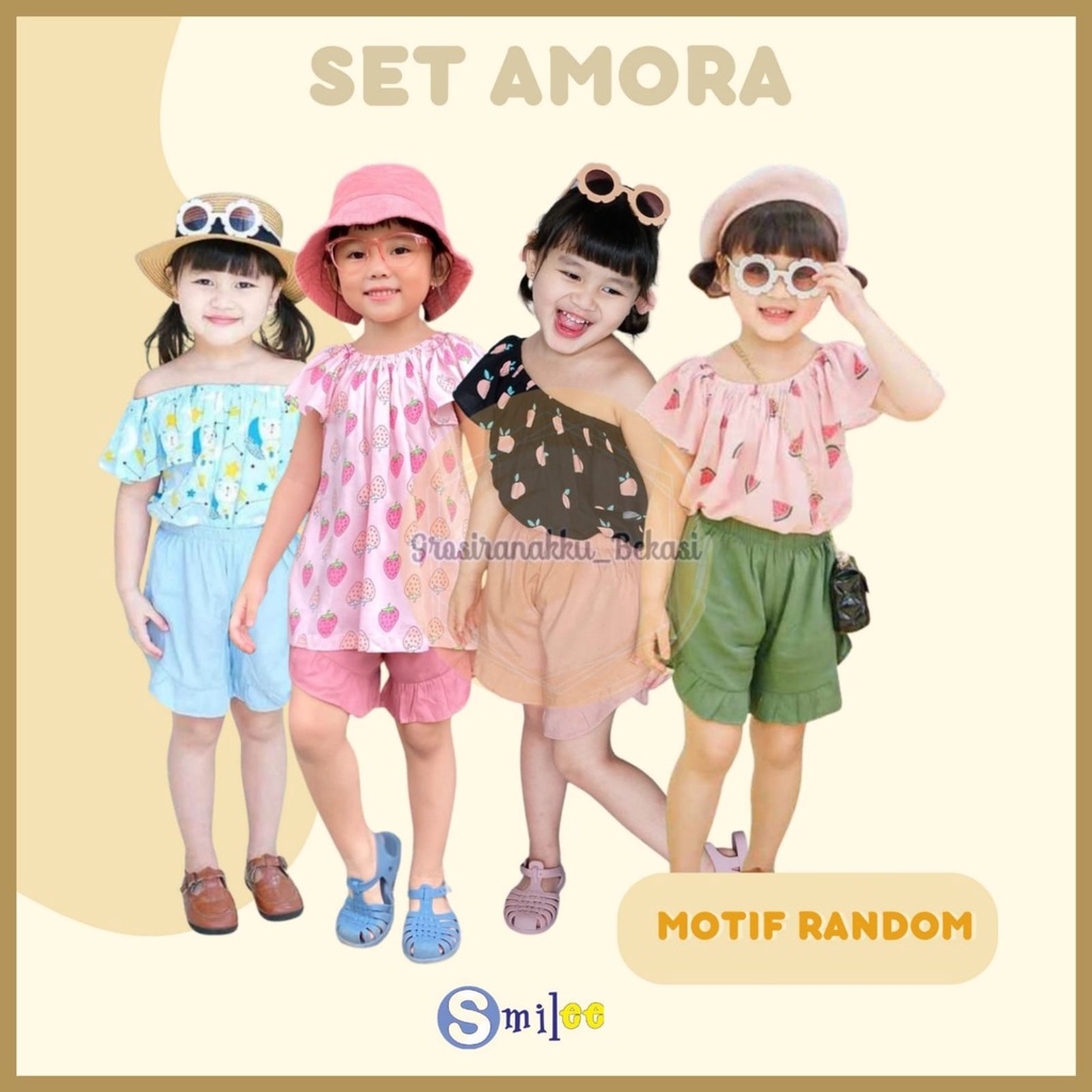 Setelan Anak Rayon Smilee Amora Mix Motif Size 1-5Thn