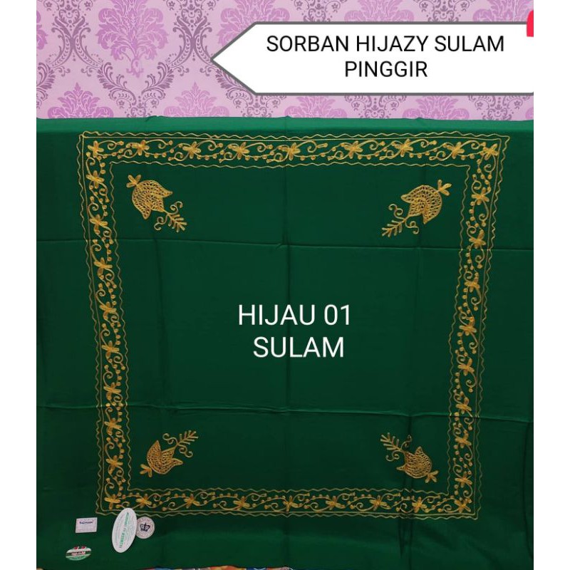 Sorban hijazy makkawi gabana surban imamah sulam rajut saudi hijau
