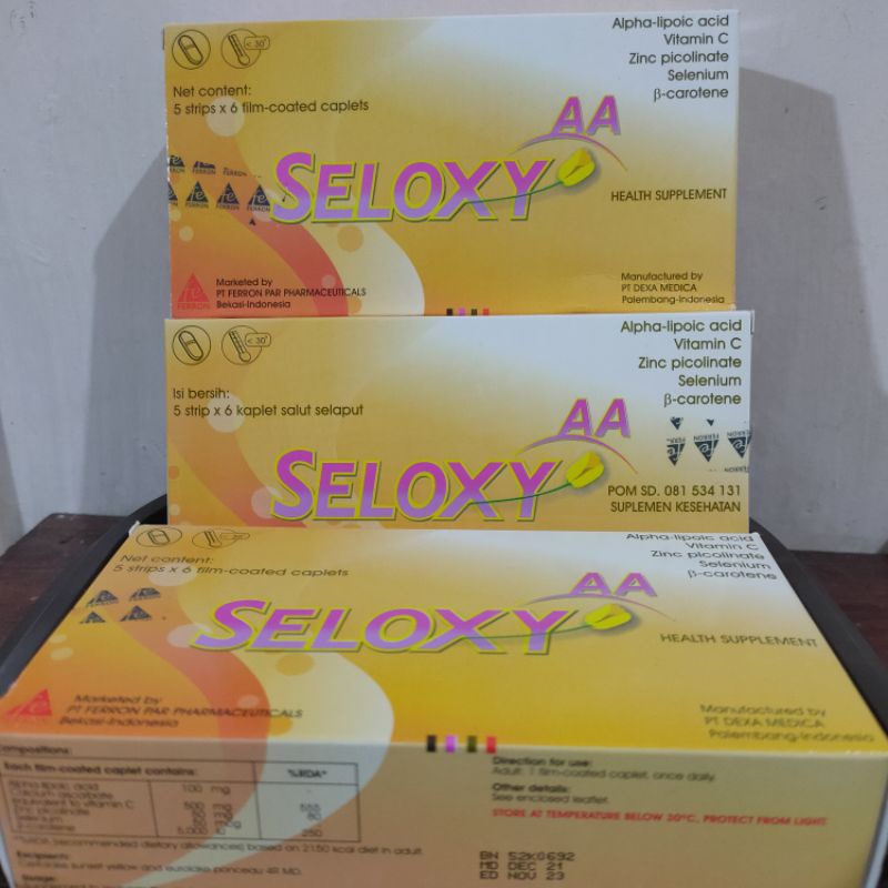 SELOXY AA BOX 30 &amp; STRIP 6 TABLET VITAMIN KECANTIKAN KULIT MULUS BEBAS JERAWAT