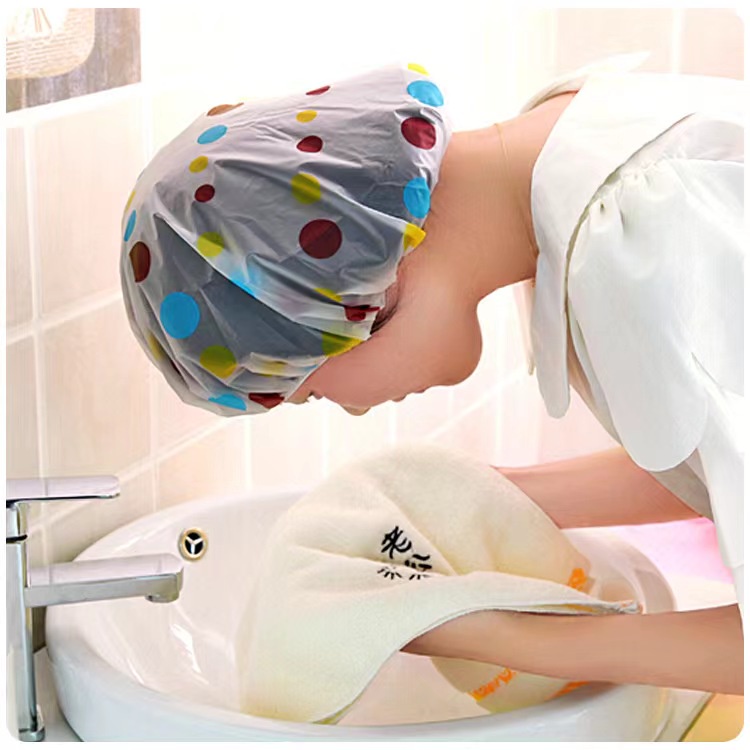 Shower Cap Plastik Penutup Rambut Anti Air Transparan Desain Motif Karakter