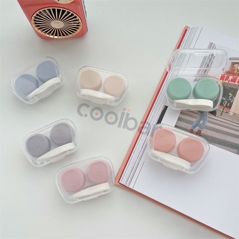 COOLBAR Travel Kit Mini Cute Warna Pastel Kotak Softlens Transparan / Tempat Soflens Case Transparant Softlen + Capitan + Tongkat/BB Tempat Softlens