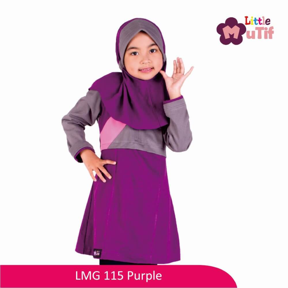 Tunik Anak Mutif MTIF - LMG 115E Ungu Purple - Abu Sedang